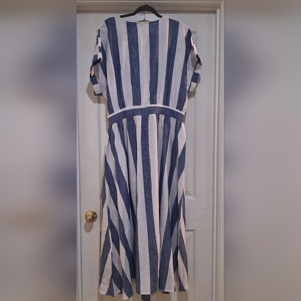 NWT - Ashley Stewart Blue/Cream Striped Maxi Dress sz14 - Picture 5 of 8